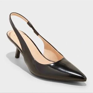 a new day Aubrey Black Pointed Slingback Heels